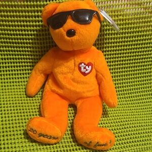 Ty Orange Bear with Black Sunglasses